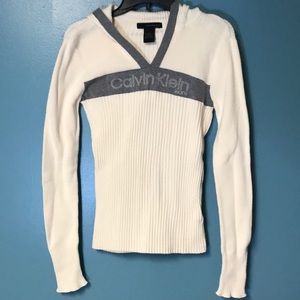 NWOT Calvin Klein Ribbed Hooded Sweater(L)